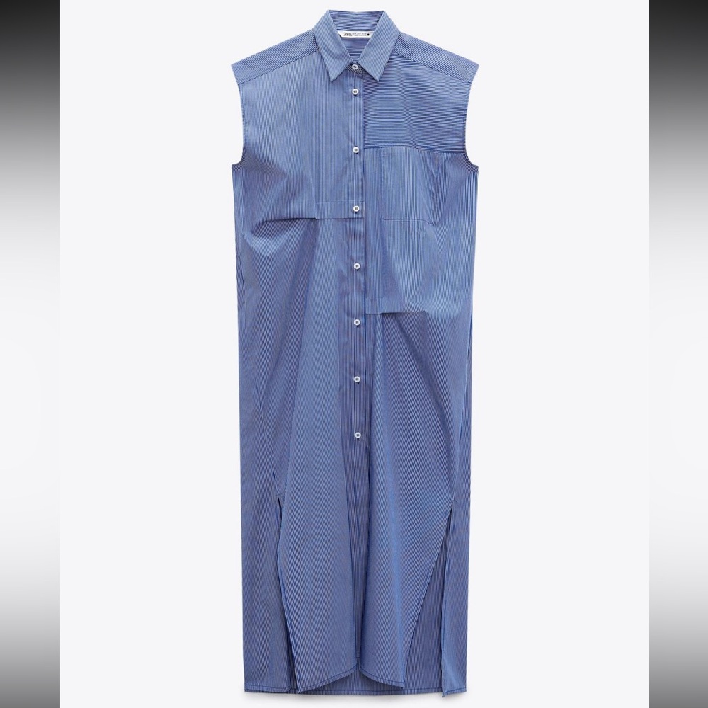 Zara Sleeveless Striped Poplin Shirt/Dress